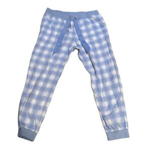 Women's Blue and White Plaid Pyjama Bottoms Size Large